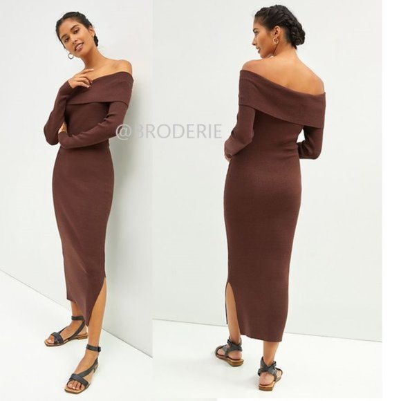 Daily Practice by Anthropologie Knit Off-The-Shoulder Midi Dress size M - Picture 1 of 5